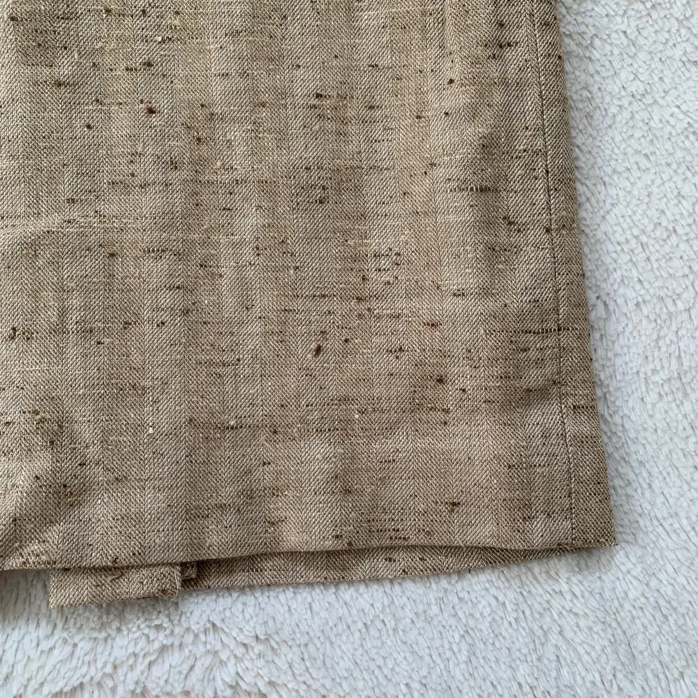 Vintage 90s Talbots women's tan tweed wool silk linen blend pencil skirt 6P